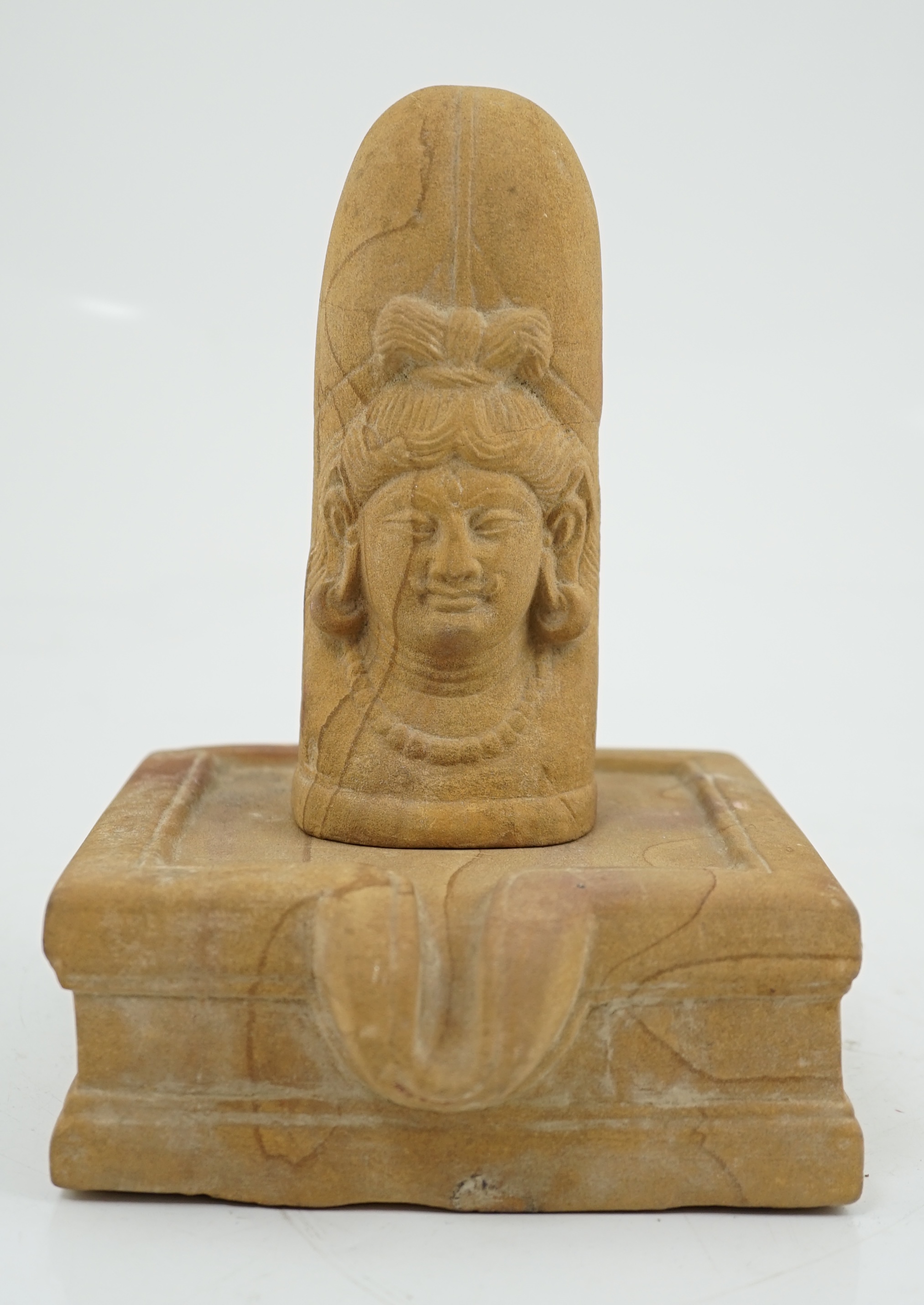 A sandstone Ekamukha Shiva Linga and Yoni, Northwest India, 7th/8th century A.D.
